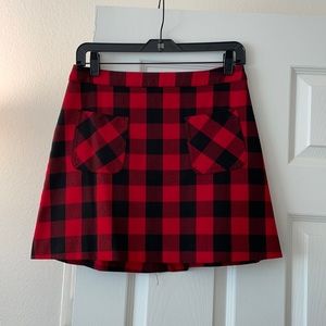 Red and black plaid skirt